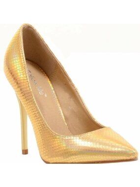 NEW Gold Iridescent Women's 8.5 Pointy Toe Classic Stiletto Heel Pump Coquette